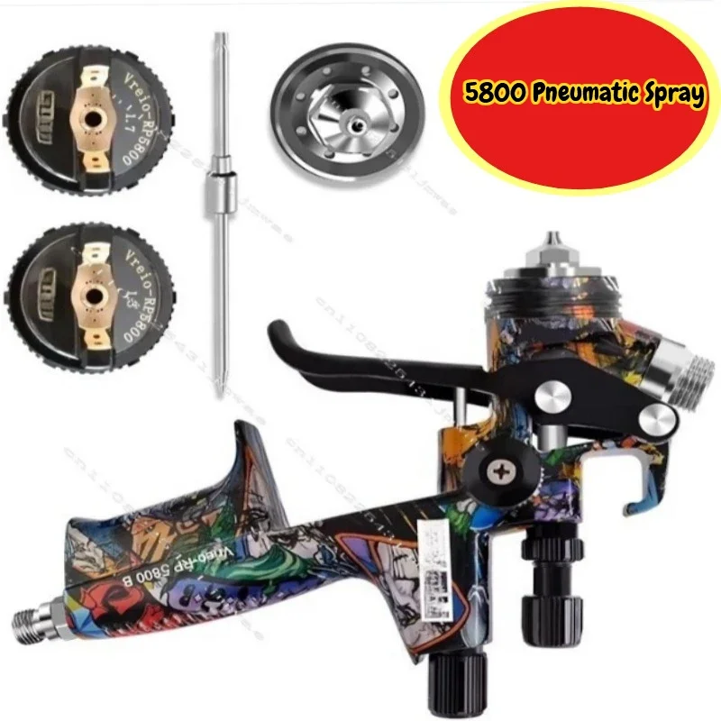 5800 Pneumatic Spray Gun 1.3mm Stainless Steel Spray Nozzle 600ml Pot Car Furniture Spray Paint Clear Atomization