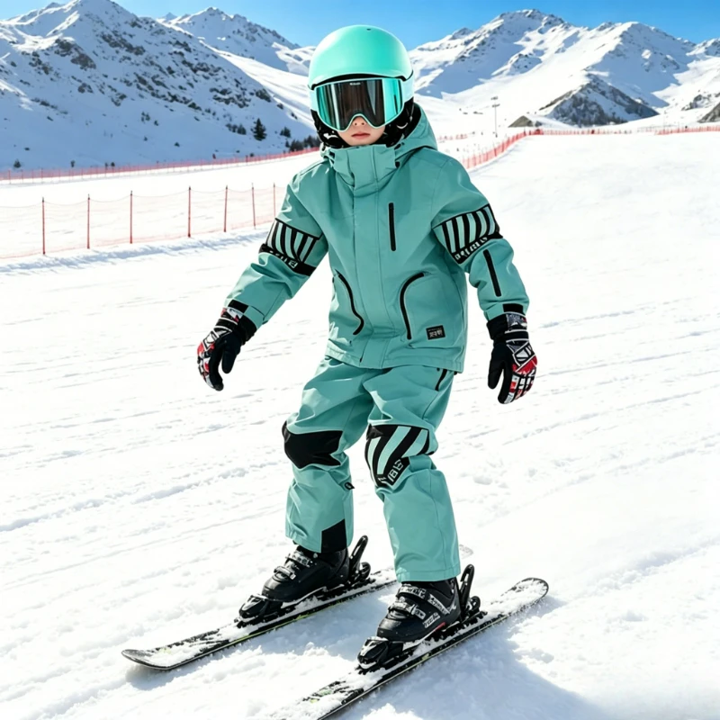 

New Phibee Boys' Girls' Child Labor Clothing Windproof Waterproof Single Double Board Ski Suit Children's Skiing Set Jacket Pant