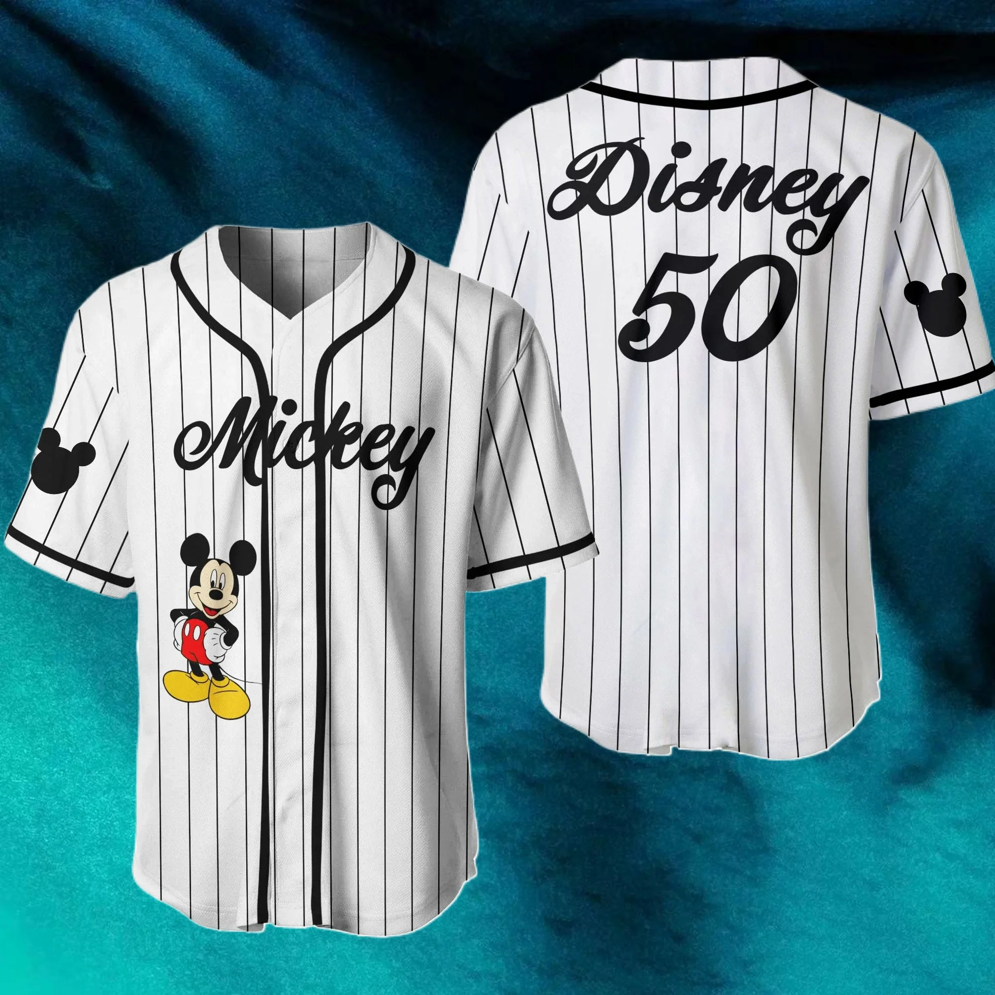 

2025 Potdemiel Mickey Mouse Baseball Jersey Boys and Girls Short Sleeve Shirt Family Disney Baseball Jersey Casual Sportswear