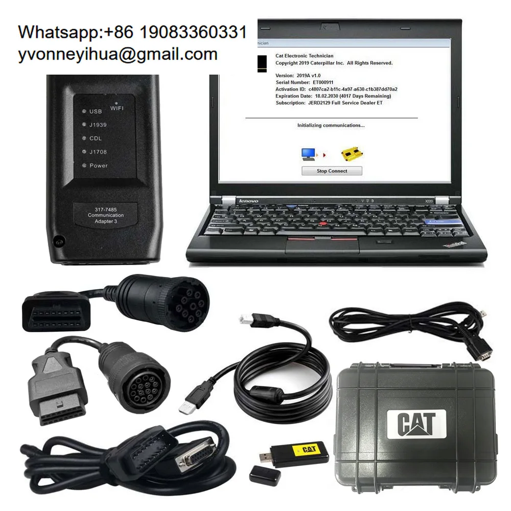 

2025A C-AT ET3 Diagnostic Adapter III C-AT ET Diagnostic Tool WIFI And 14PIN+9PIN Cables PLUS Len-ono X220 Laptop