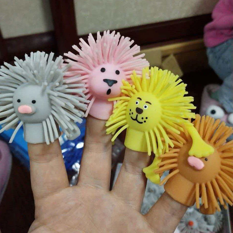 4PCS Small Hand Finger Puppets Cartoon Animals Themed Performance Props Party Favors Gifts For Kids Teens Boys Girls
