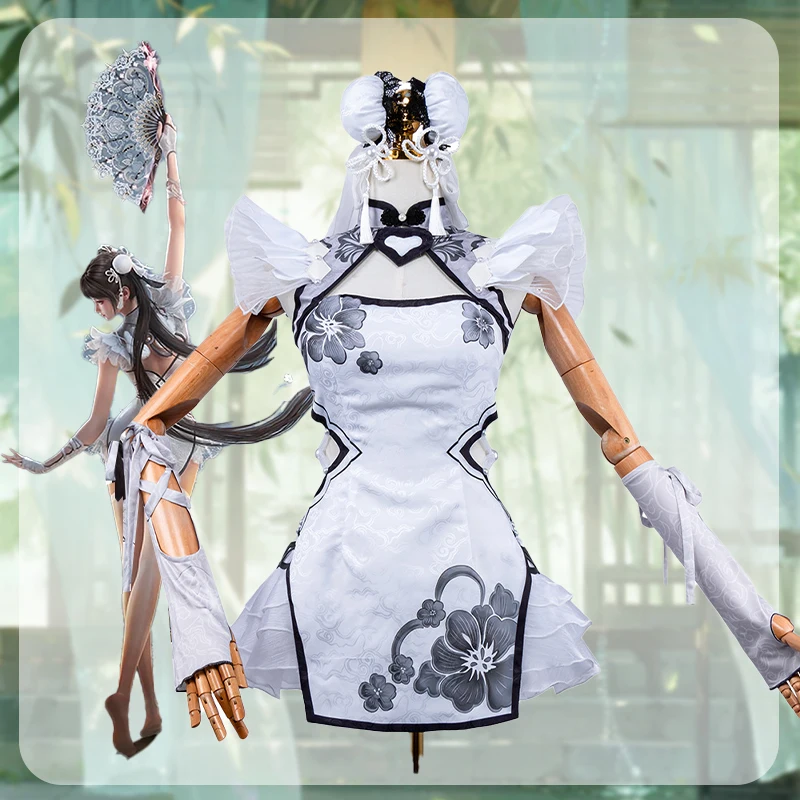 

Naraka Bladepoint Yin Ziping Full Cosplay Costume Set Jade Marrow Ice Heart Qipao Dress for Women Halloween Carnival Outfit
