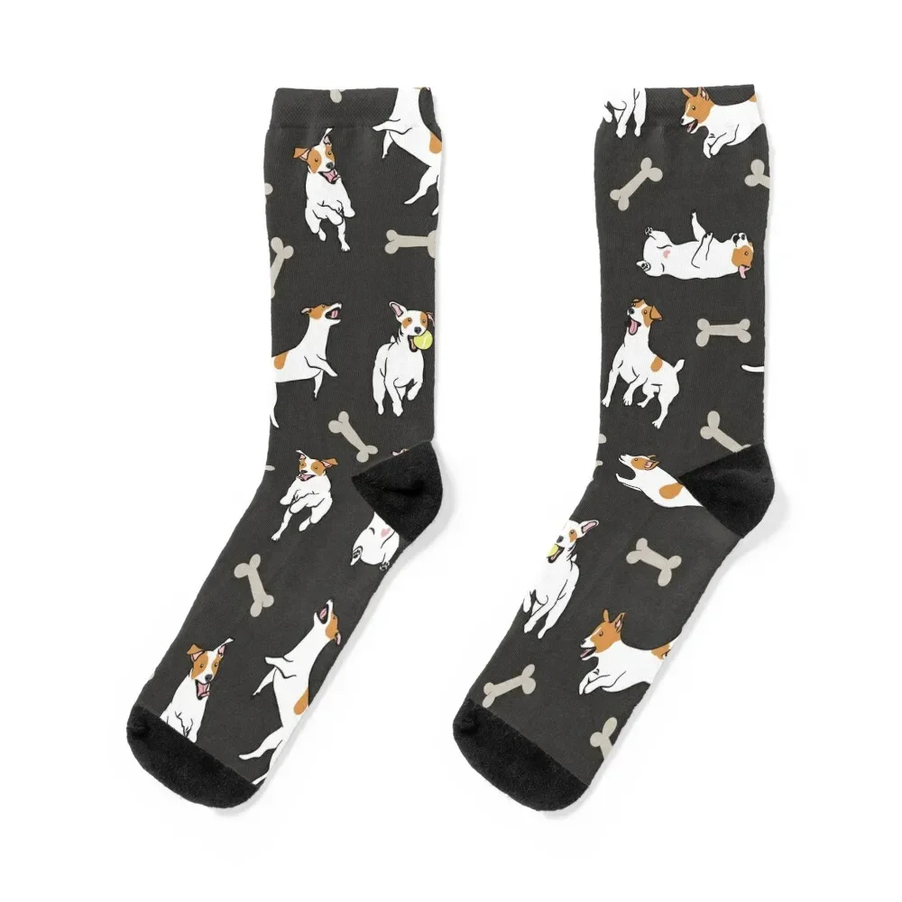 

Playing Jack Russell Terrier - Black Background Socks sheer Rugby Stockings Man Socks Women's