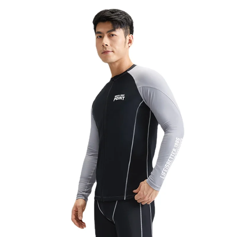 SABOLAY Men Zipper Lycra T Shirt Jellyfish Clothing Long Sleeved Tight Fitting Wetsuit Surf Clothing Sun Protection Clothing