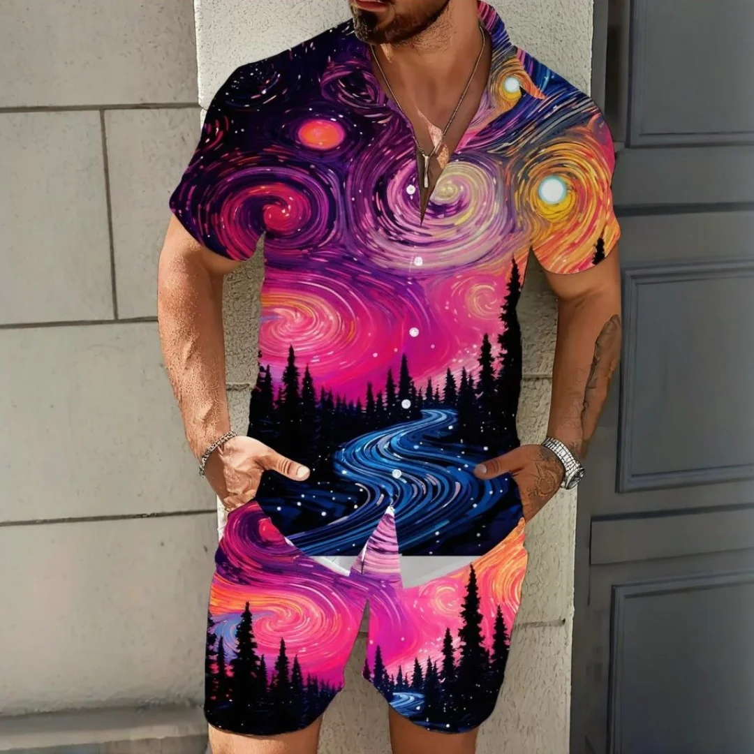 

Outdoor Men's 3D Printed Shirt Fashion Shorts Set Hawaii Two Piece Variety Colorful Printing Summer OverSize Men's Clothing