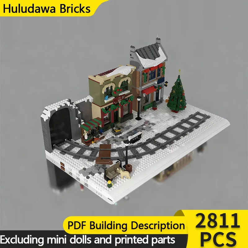 City Street View Model MOC Building Bricks Winter Village House Modular Technology Children Holiday Gifts Assemble Toys Suit