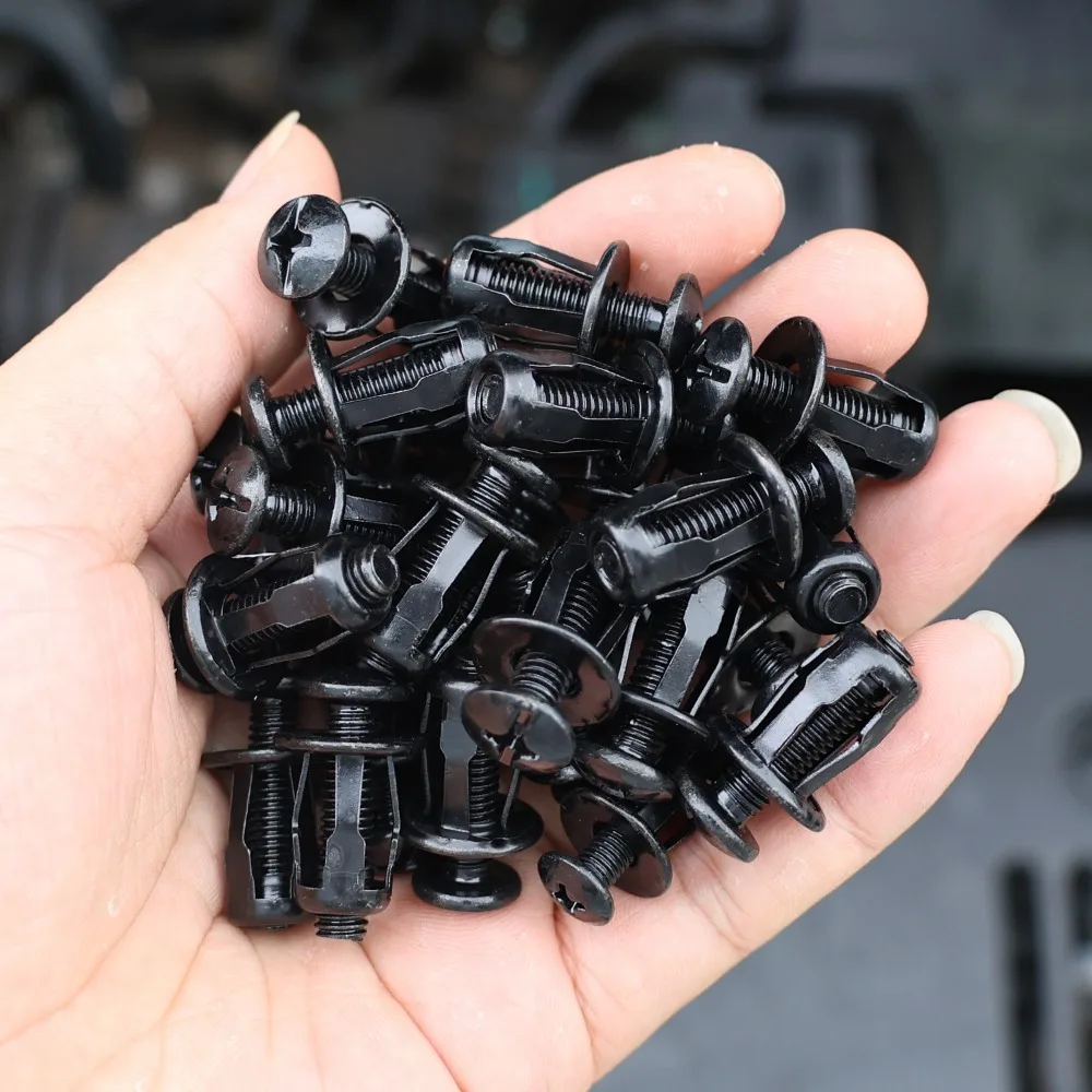 5-50pcs Petal Shape Rivet Nut Screws Bolt Kit Expansion Carbon Steel Rivetnut License Plate Fix Clamp Lock Nuts Auto Accessories