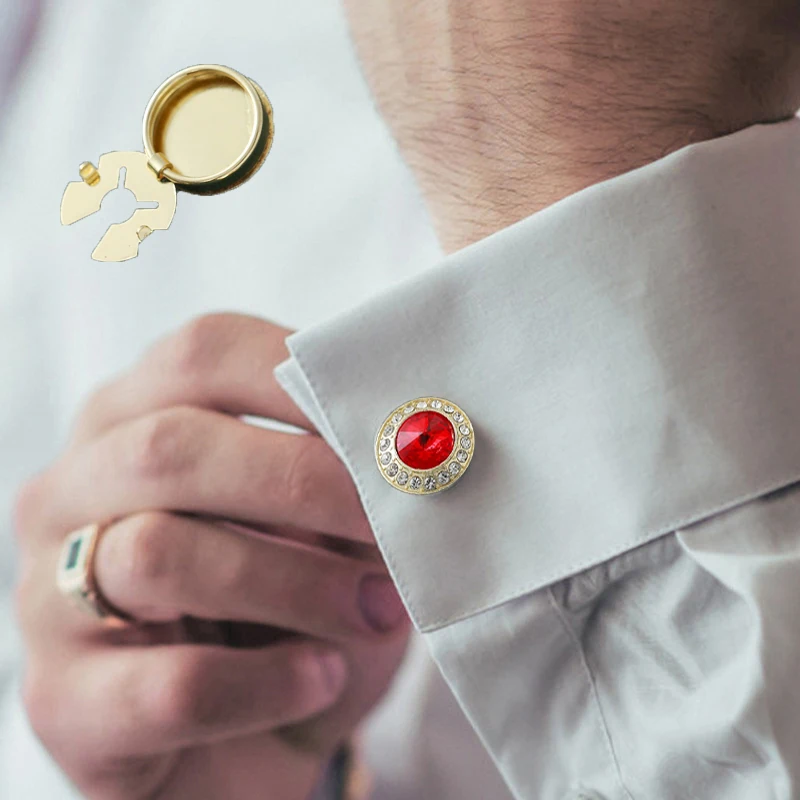 

Rhinestones Button Caps Luxury Men Women's Gifts High-end Men's Business Wedding Accessories Cufflinks Non-French Shirts Buttons
