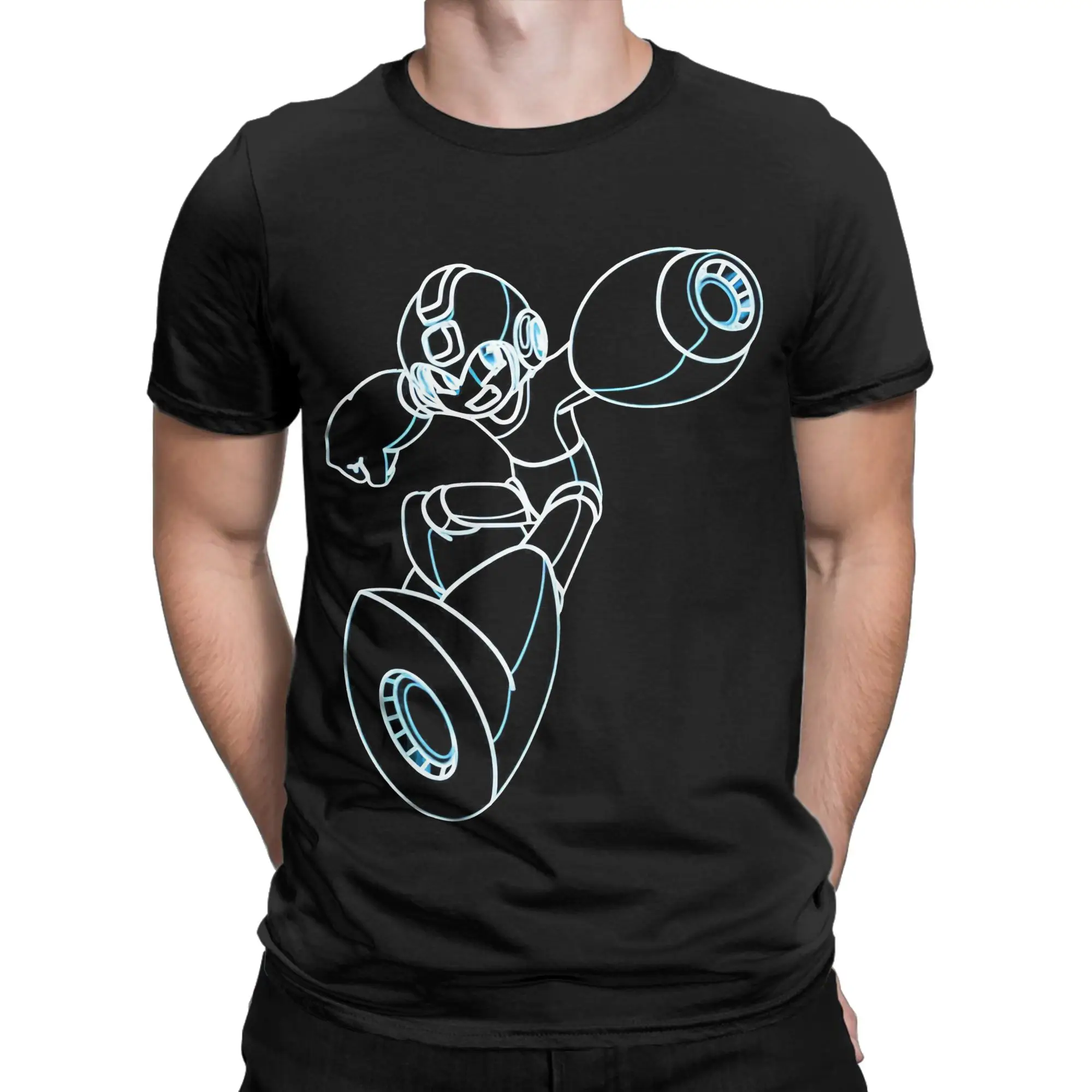 Megaman Neon Essential  Novelty 100% Cotton T-Shirt megaman Tees Tops For Men