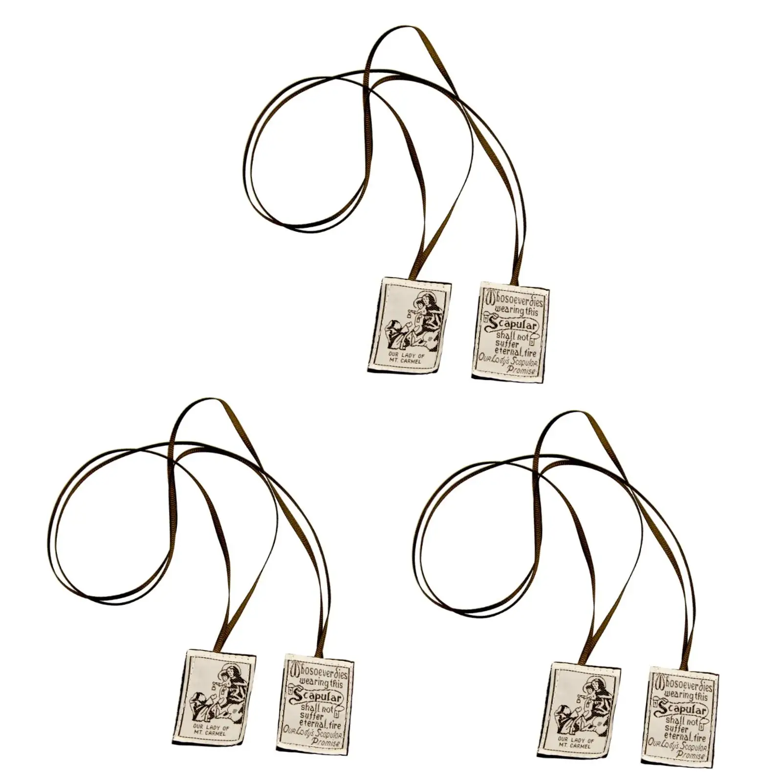 Handmade Brown Cloth Catholic Scapular Classic Design for Communion Confirmation Gift Spiritual Home Car Decor Art