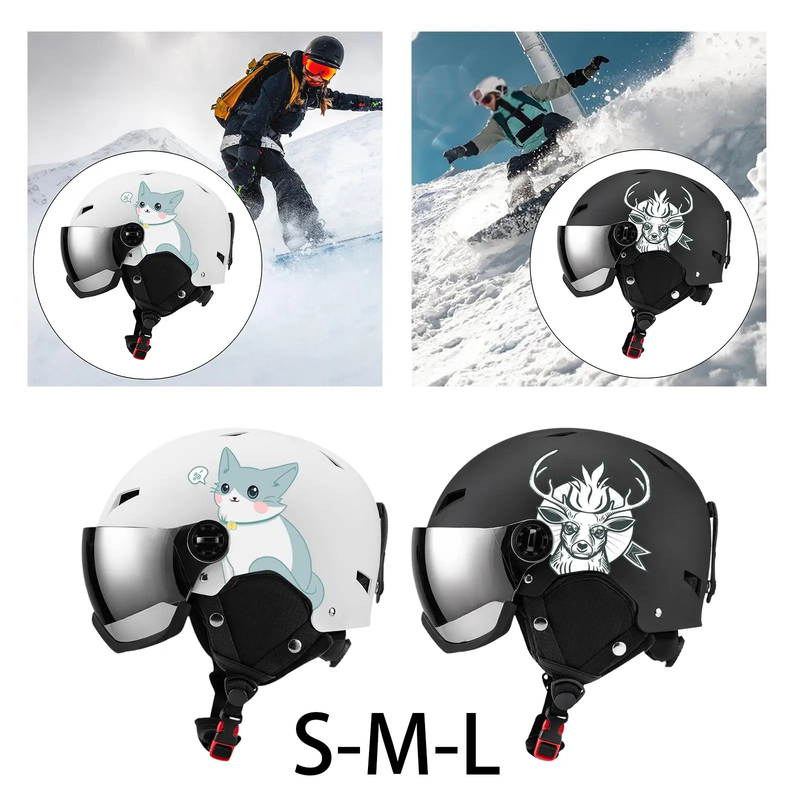 

Snow Helmet Integrated Visor Antifogging with Jaw Cushion High-definition Snow