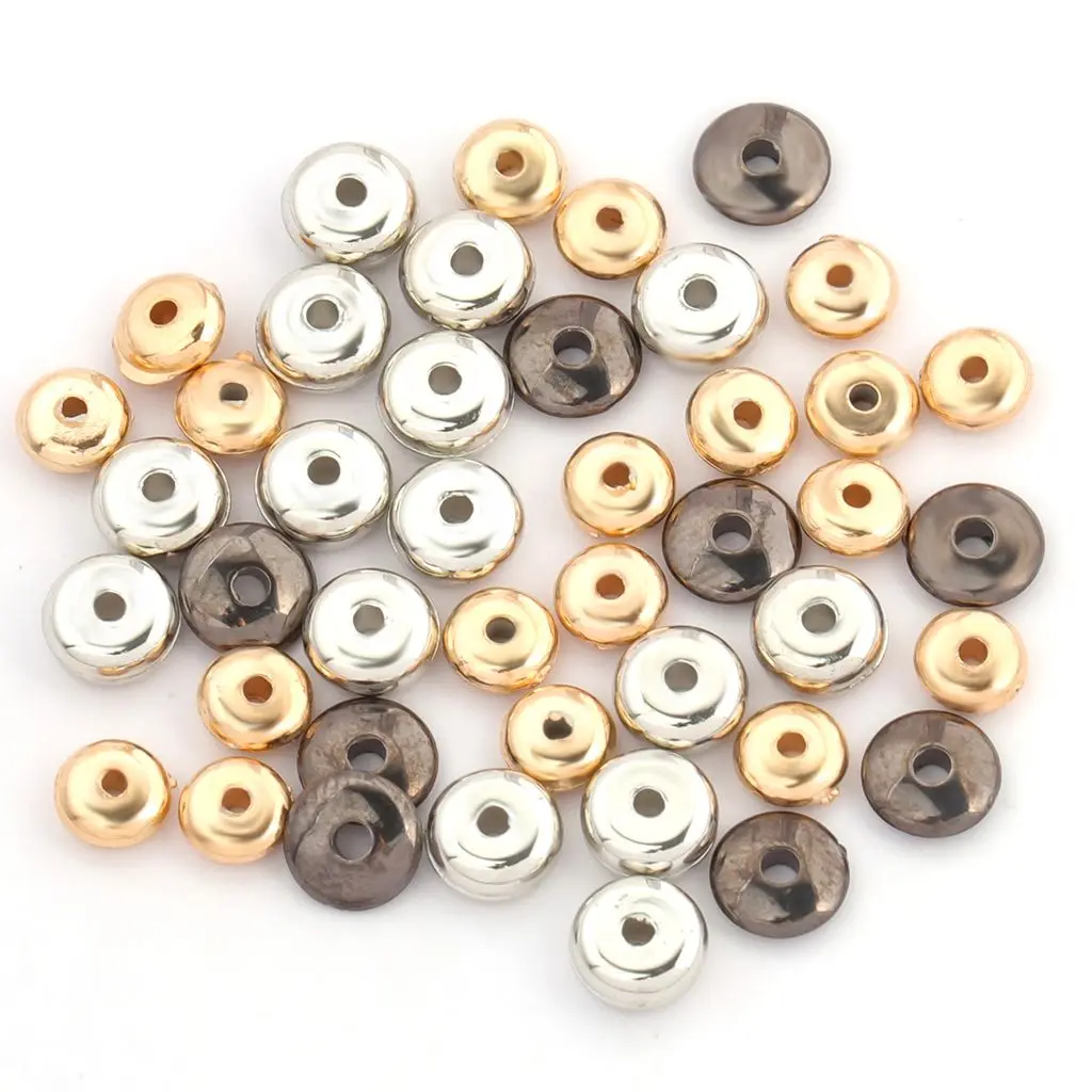 100pcs 6x2mm CCB Acrylic Gold Silver Black Color Spacer Beads Flat Gasket Beads Jewelry Making DIY Bracelet Necklace Accessory