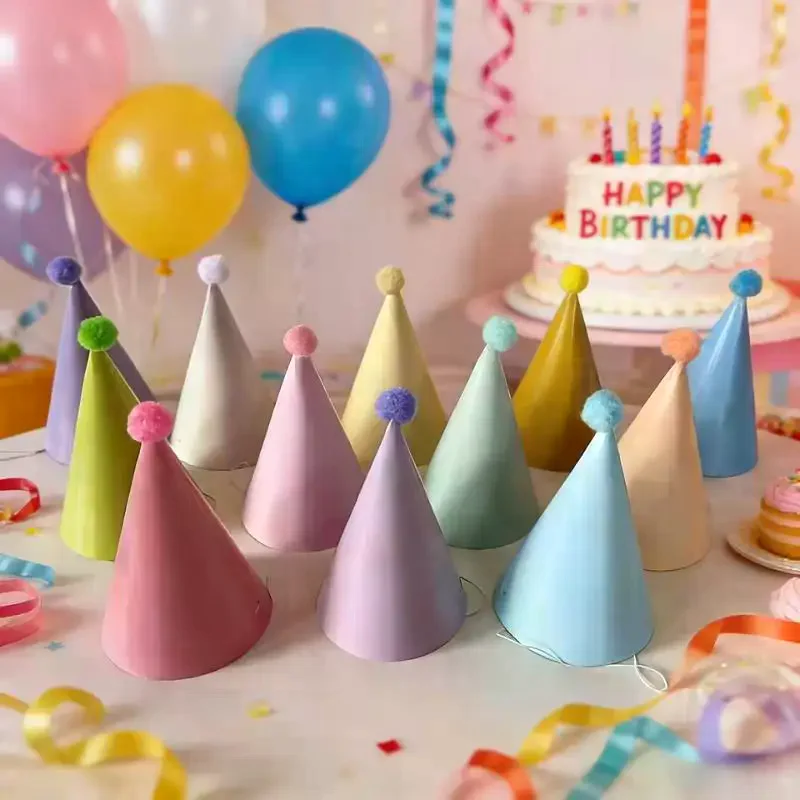 10 Colorful Birthday Party Hats | Macaron Cone Hats, Perfect For Birthdays And Parties