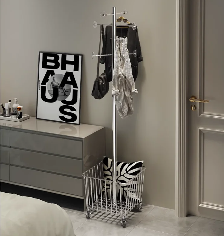 Corner Coat Rack Multi-Function Floor Standing Clothes Hanger Racks Removable Metal Clothing Storage Shelf Cabinet Hanging Rack