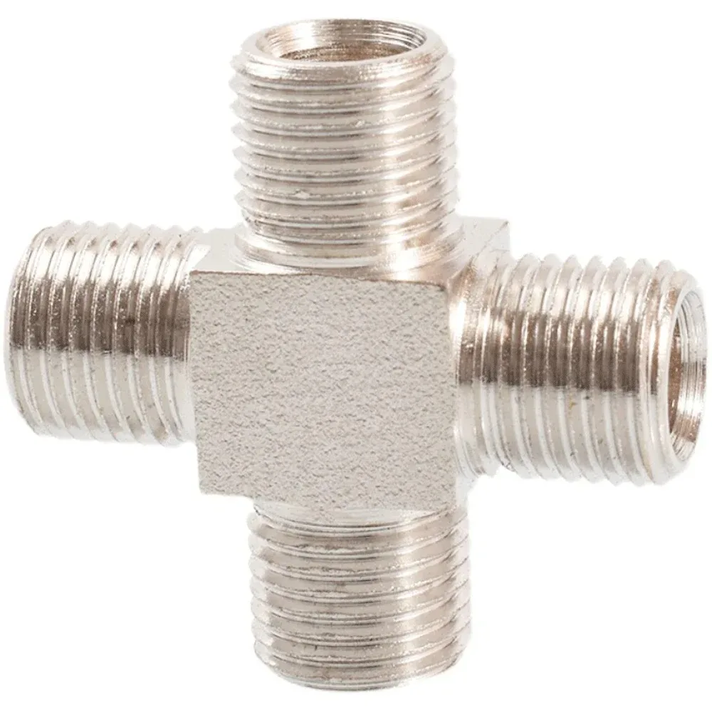 M8 M10 M12 M14 M16 Pitch 1mm Metric Male Corss 4 Ways Nickel Plated Brass Pipe Fitting Connector Coupler Water Gas Oil