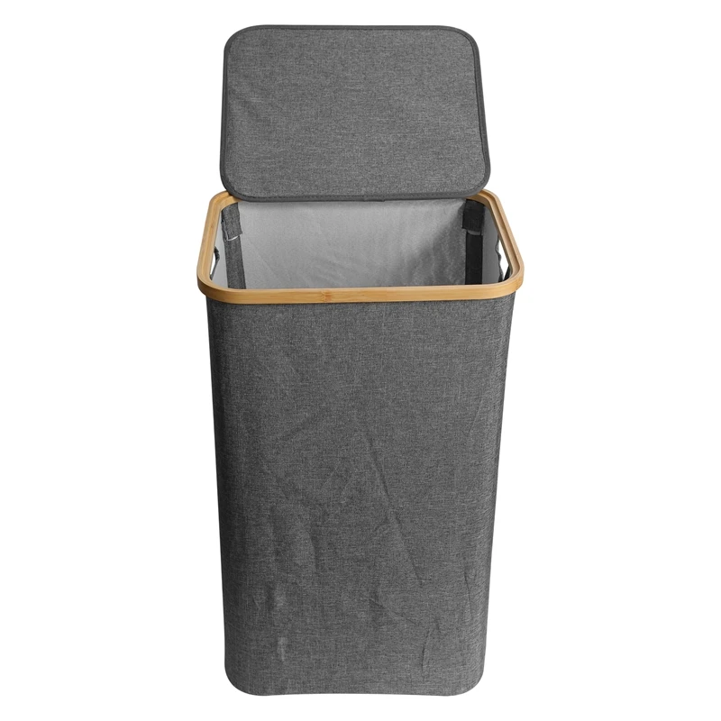 

Clothes Hamper With Lid,Bamboo Dirty Laundry Baskets With Handle,Collapsible Laundry Hamper For Clothing Organizing