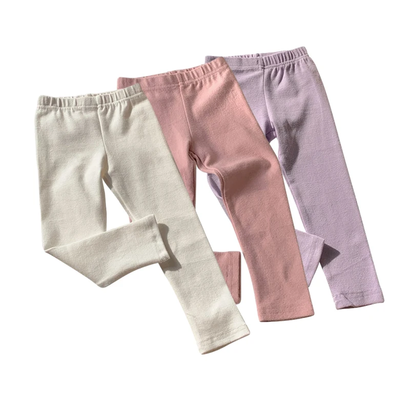 Autumn Spring Baby Girls Pant Baby Cotton Warm Leggings Children's Pants Solid Trousers Kids Clothes Korean Style