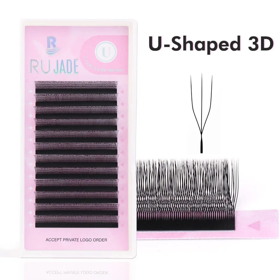 RUJADE Neue U-förmige 3D 4D 5D Wimpernverlängerung U-förmige Wimpern W Bloom Vorgefertigte Fächerwimpern Leichte flauschige Nerz-Kunstwimpern – Detail 33