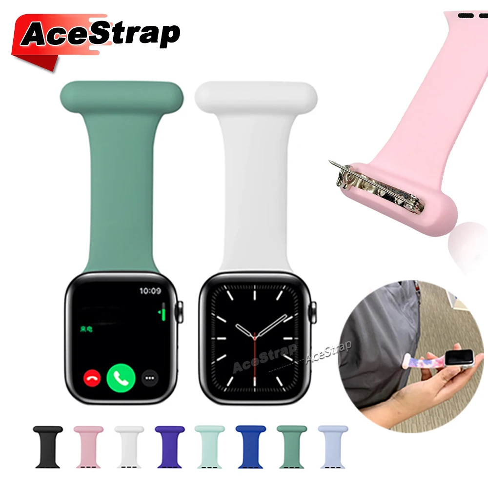 Nurse Watch Pin Silicone Strap for Apple Watch Band 41mm 40mm Series10 11 46mm 42mm Bracelet for Iwatch 9 8 7 6 5 SE 44mm 45mm