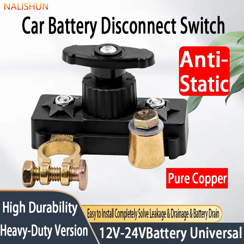 1 PC 12V/24V Car Battery Power Cut Off Kill Switch Disconnect Switch Isolator Copper for Vehicle Battery Switch Boat Truck Auto