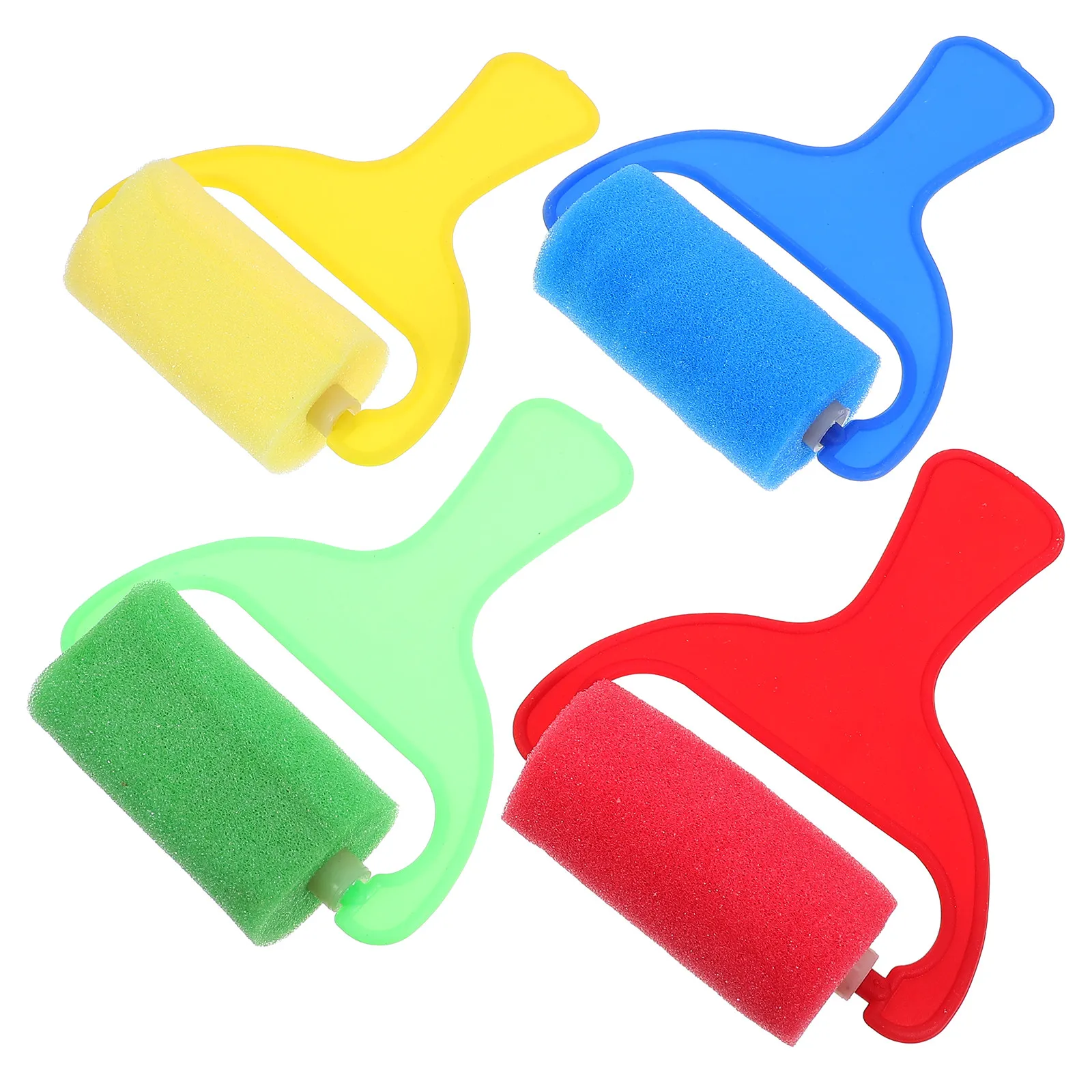 4Pcs Drawing Sponge Roller for Safe Soft Sponge Painting Brush with Wide Ergonomic Handle for Acrylic Watercolor Gouache