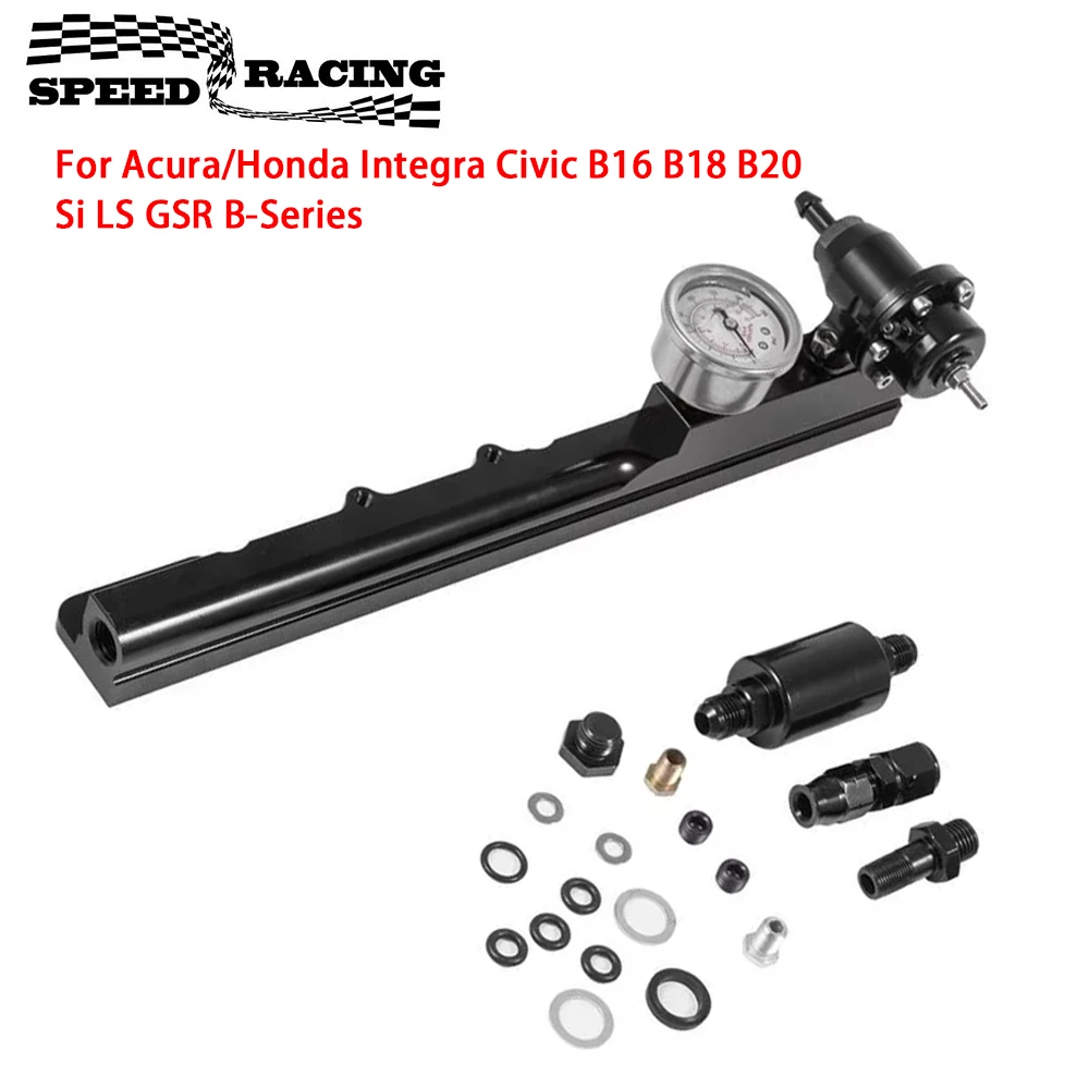 Pressure Regulator Gauge Fuel Rail Aluminum Fit For Acura/Honda Integra Civic B16 B18 B20 Si LS GSR B-Series