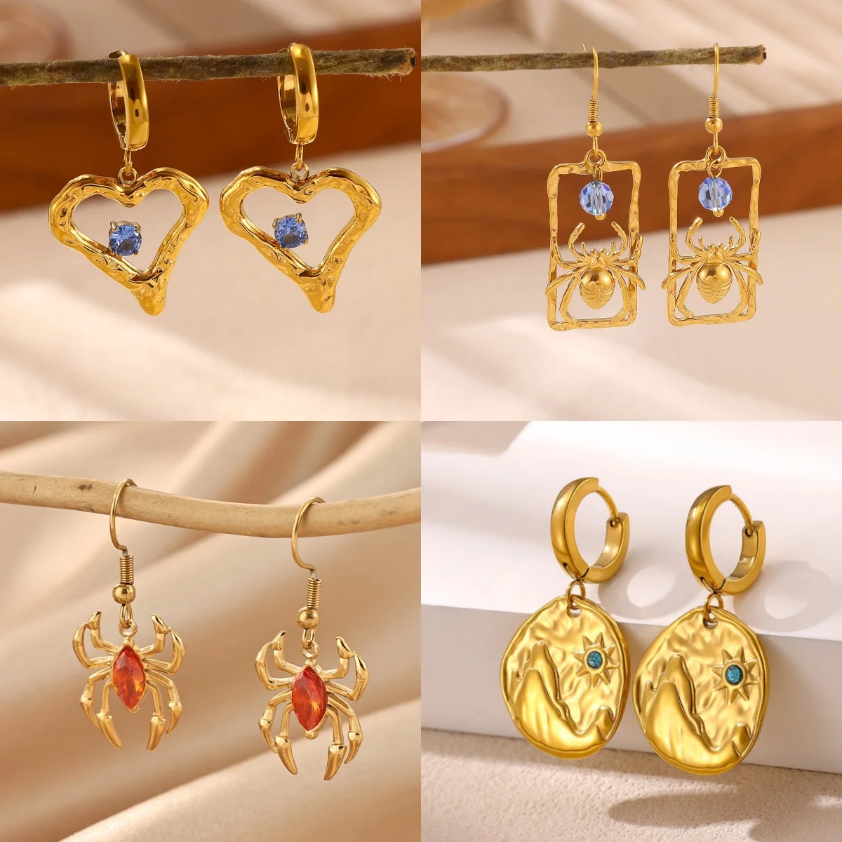 Sweet Star Women's Earrings 304 Stainless Steel Waterdrop Zirconia Conch Shell Pendant Jewelry Earrings FreeShipping