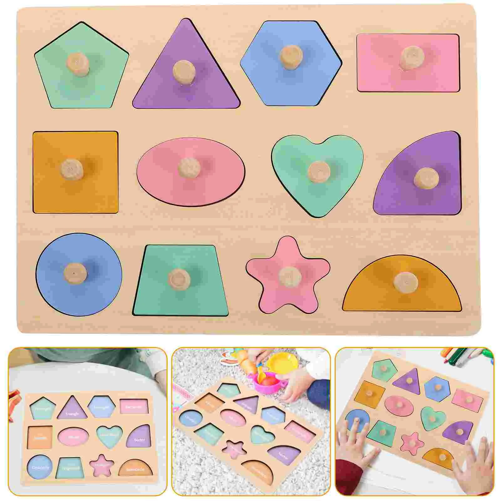 

Early Education Puzzle Board Montessori Fidget Magnetic Puzzles Shape Learning Peg Wooden Baby Stacking Toys