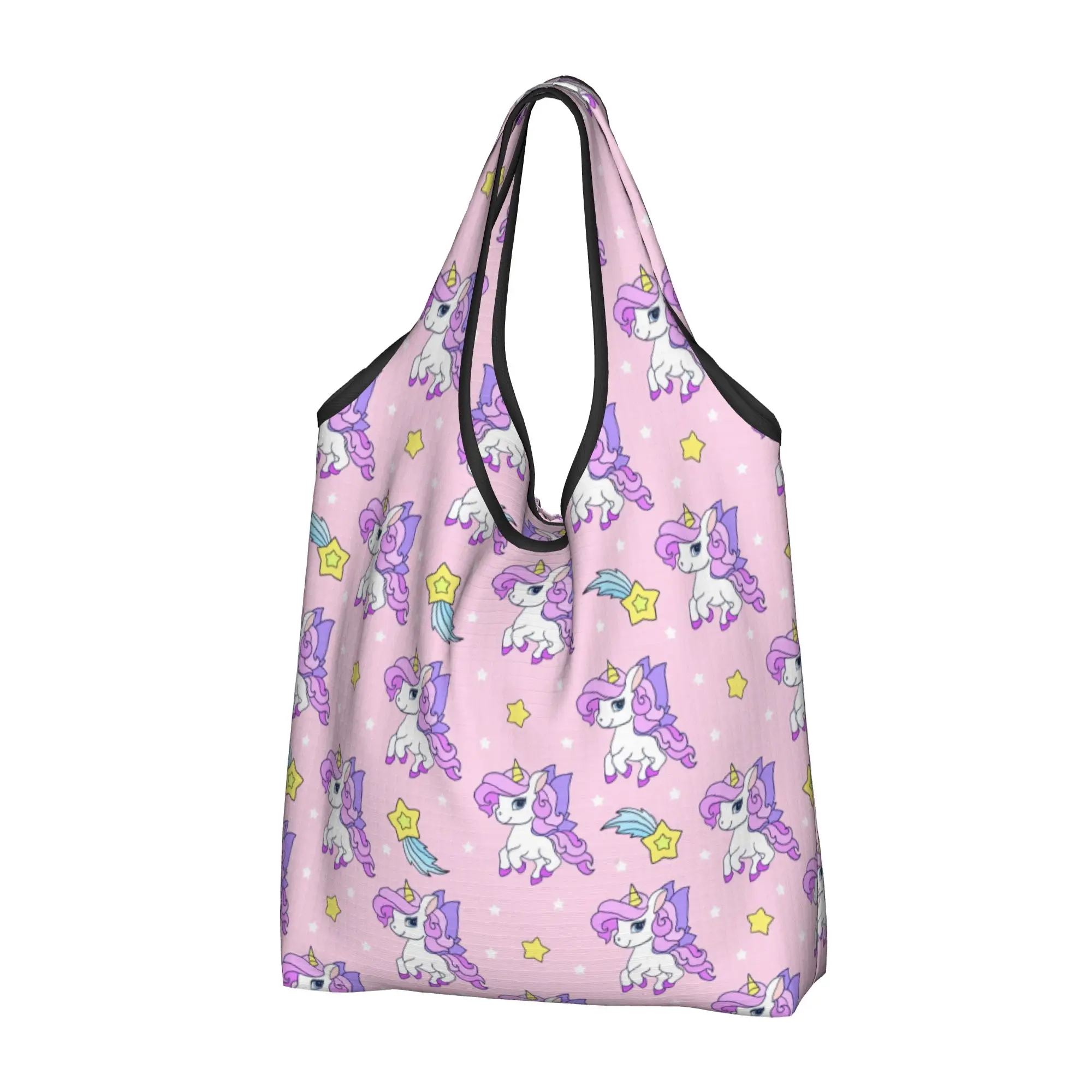 sacolas-de-compras-personalizadas-com-unicornios-e-estrelas-rosa-e-brancas-portateis-de-grande-capacidade-para-mulheres