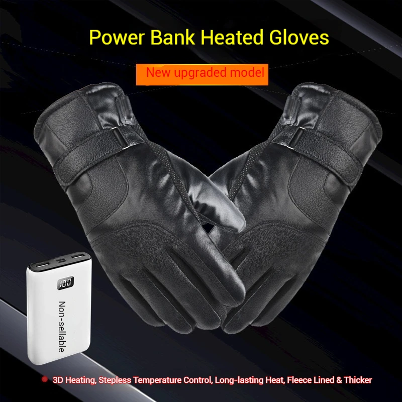 

Winter Electric Heated Pu Leather Gloves Windproof Motorcycle Warm Heating Touch Screen Skiing Gloves Usb Powered For Women Men