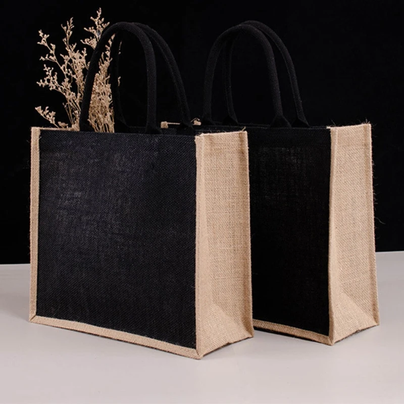 Burlap Tote,Natural Jute Tote Bags with Handles & Laminated Interior,Gift Bags for Wedding Bridesmaid Burlap Bag