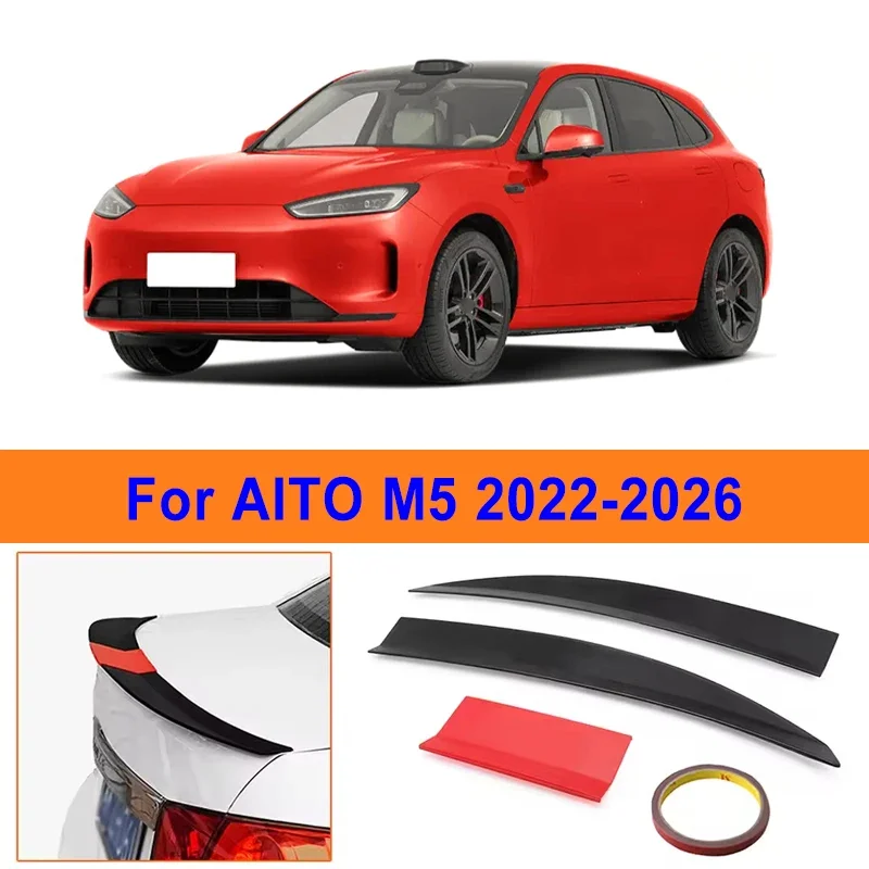 

For AITO M5 2022-2026 3-Section ABS Rear Trunk Spoiler 115-125cm Adjustable Sports Decor Top Wing Car Exterior Parts