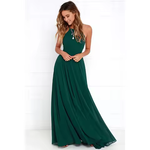 Fashion Women Summer Sleeveless Strap O neck Boho Dress Casual Long Maxi Evening Party Beach Backless Dress Sundress