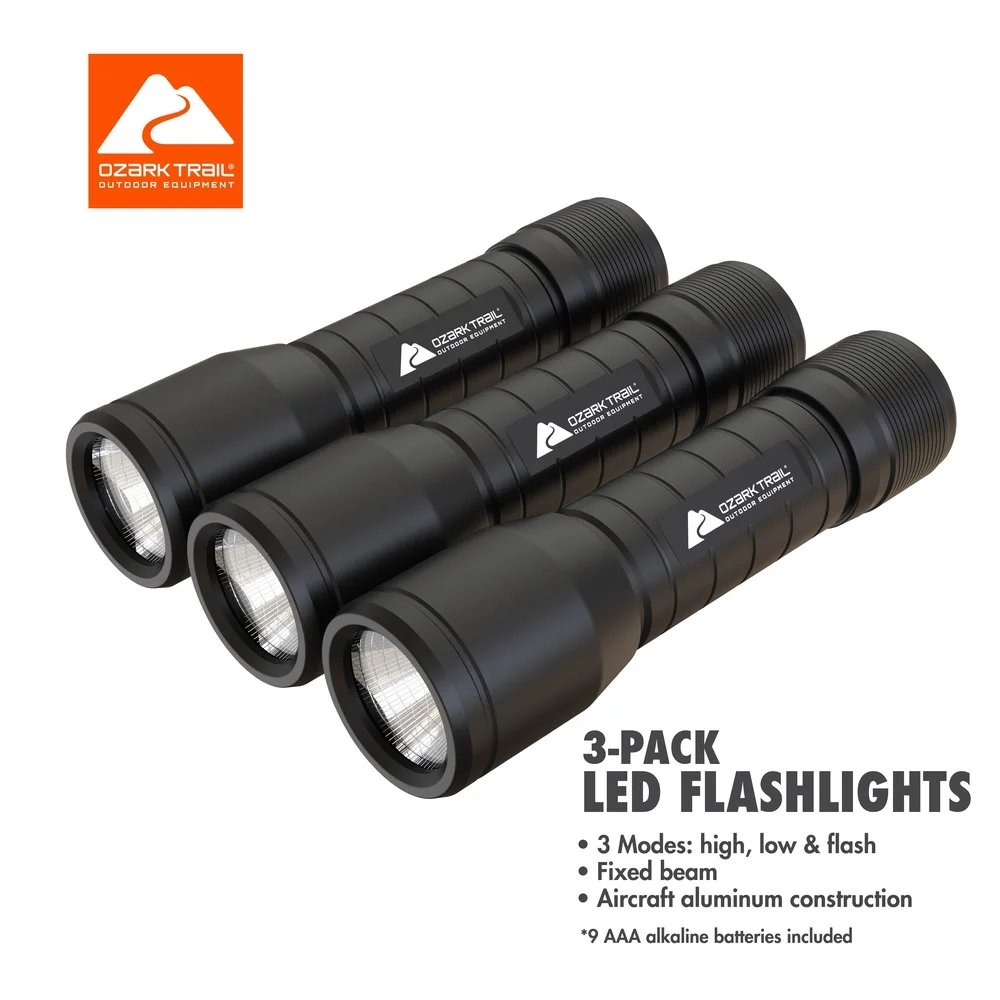 مصباح يدوي LED 750 لومن 3 عبوات مقاوم للماء ومقاوم للصدمات وبطاريات ألومنيوم متينة متضمنة للتخييم في حالات الطوارئ والمشي لمسافات طويلة #3