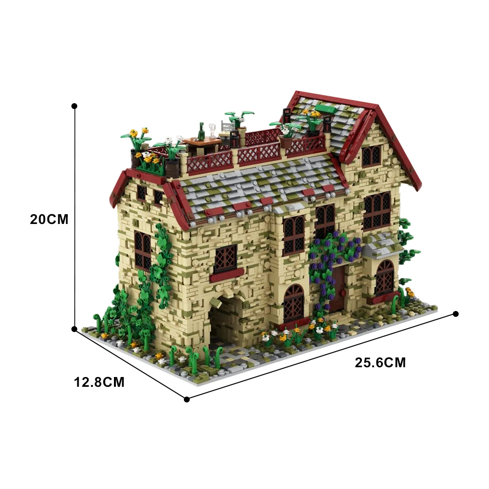 Gobricks MOC A house with an attic Street View Architecture Building Block Educational Toys For Kid Birthday DIY Children Gift