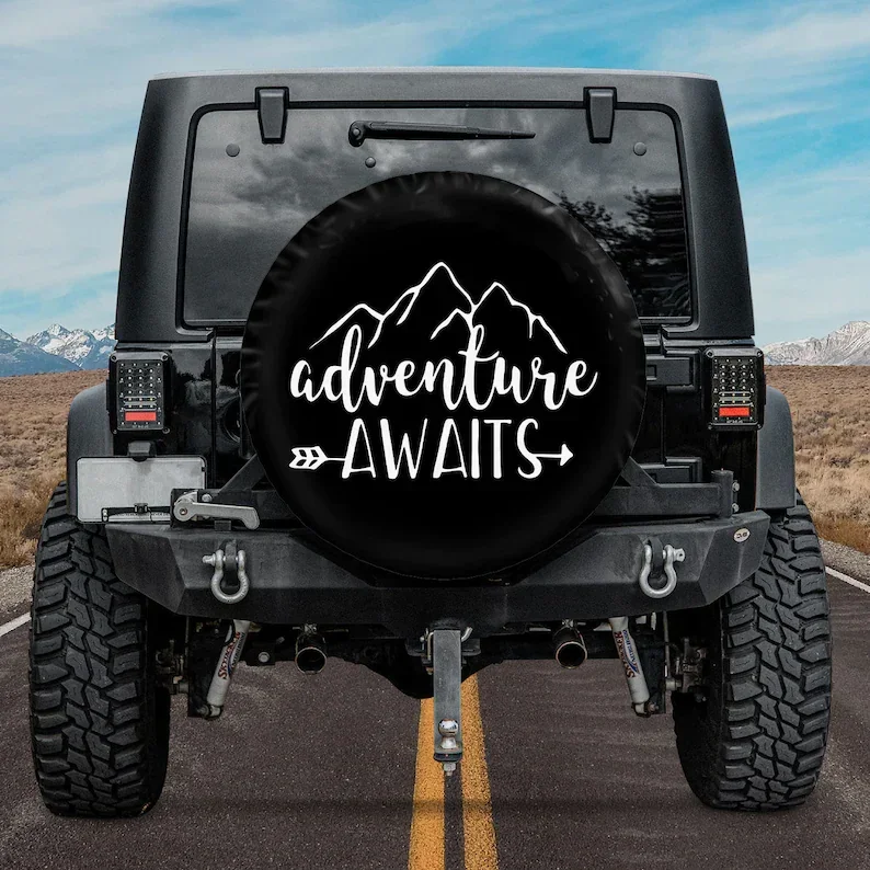 Adventure Awaits Mountain & Arrow Father's Day Gift, Christmas Gift, Spare Tire Cover For Car, Personalized Camper Tire Cover,