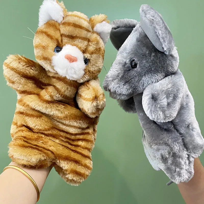 Marionnettes à main en peluche pour raconter des histoires, poupées d'animaux, beurre à main, éducation précoce, jouets d'apprentissage pour bébé