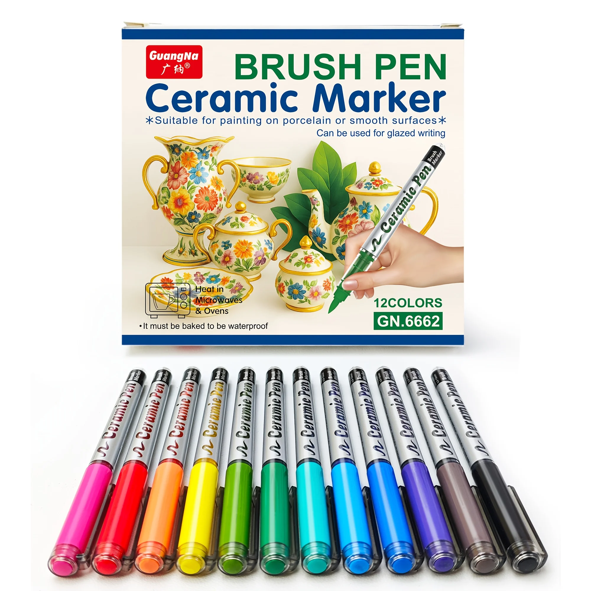 Bake‑able Ceramic Paint Marker Set 12 Colors Waterproof Pigment for DIY Hand Painting on Mugs Plates Porcelain Art Hobby Gift