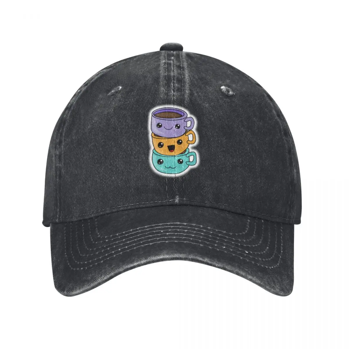 

Kawaii Food Cute Cup Mugs Baseball Caps Vintage Denim Washed Headwear Unisex Style Outdoor Running Hats