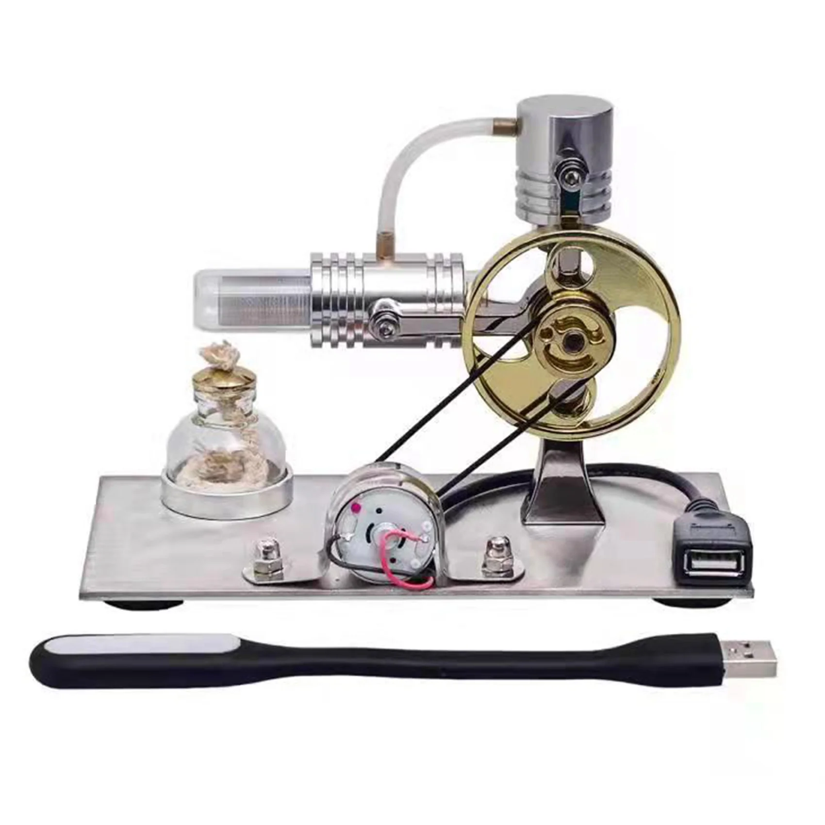 L-Shape Stirling Engine Model with USB Connector and Night Light Stirling Engine Model Educational Toy