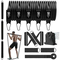 Workout Bar Bodybuilding Resistance Bands Set Pilates Bar Kit Elastic Bands Women Men Muscle Strength Training Fitness Equipment