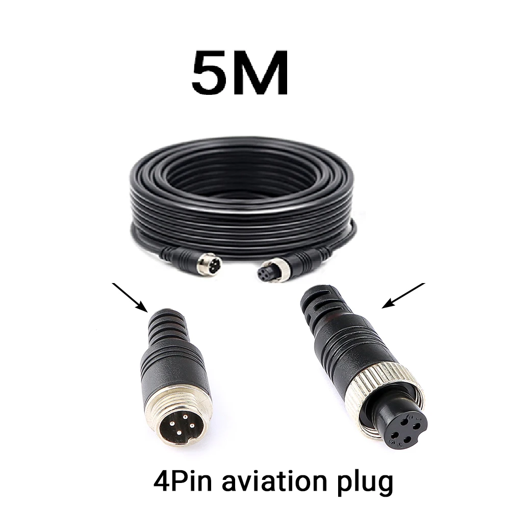 5M 10M 15M 4 Pin Aviation Extension Video DVR Cable  for Truck Bus Van Lorry RV Monitor Camera Connection Car Accessory