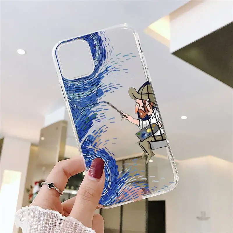 Coque Fleur Étoilée Van Gogh pour iPhone, Art Esthétique, Couverture Souple Transparente, iPhone 15 14 13 12 11 Pro Max 14 Plus X Xs Max Poly 8 7 Plus