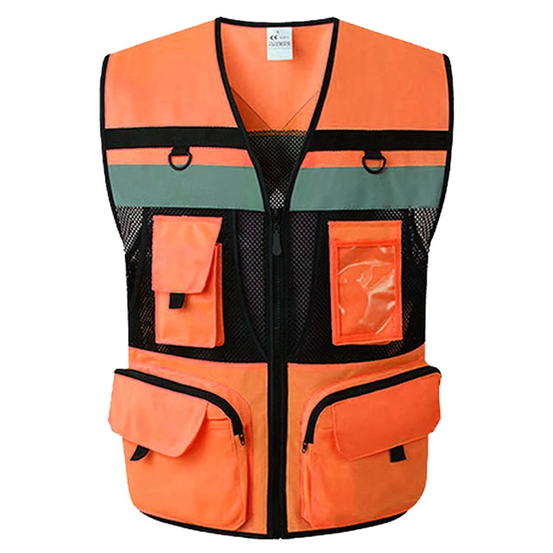 

High Visibility Vest 9 Pockets Hi Vis Reflective Safety Vest for Men