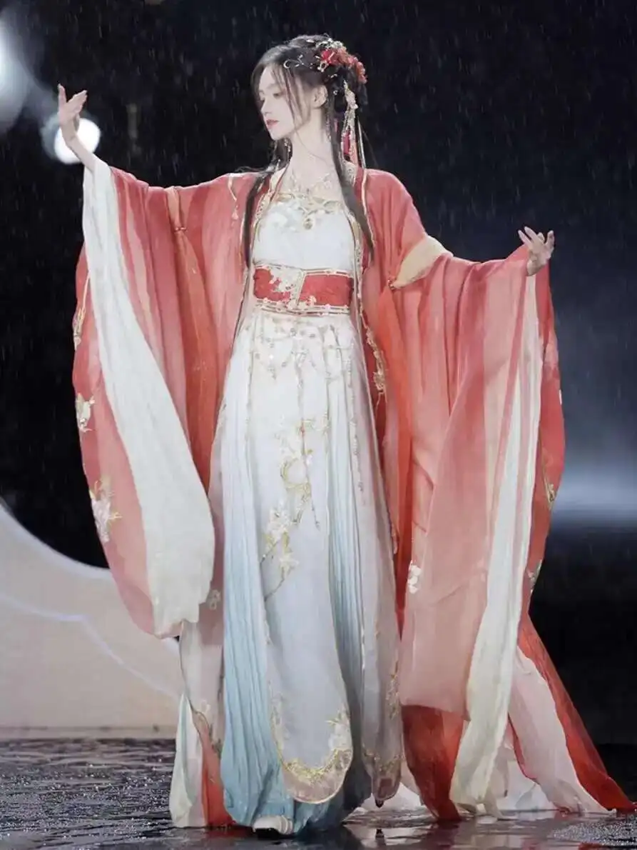 

Новая весенне-летняя женская рубашка Hanfu для тяжелой промышленности, как мечта, плавающая рубашка с большими рукавами и вышивкой на талии, халат Xiantang