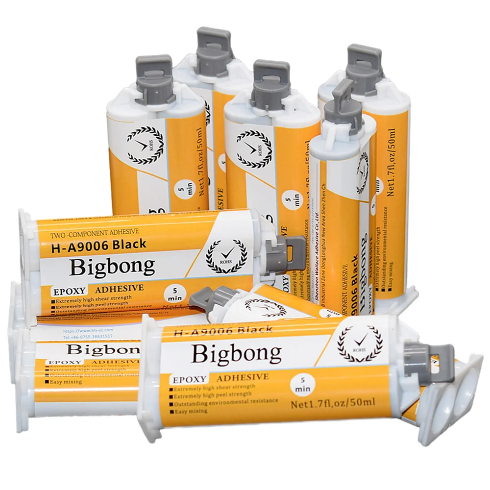Cola Estrutural de Resina Epóxi Preta Adesivos Fortes Ligação ab Madeira Metal Vidro Plástico Cerâmica Pedra 1:1 50ml 10 Pcs