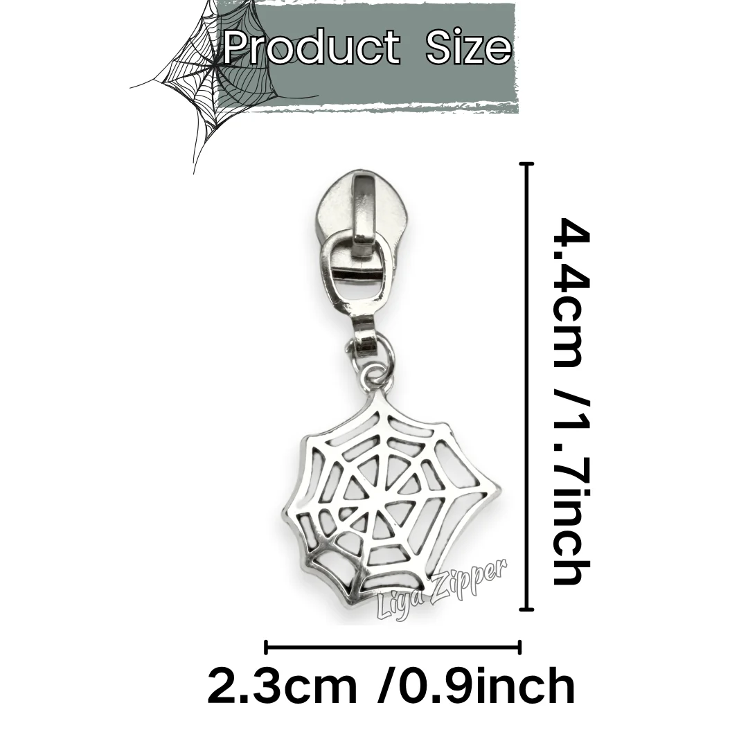 8pcs #5 Halloween-Themed Alloy Zipper Pulls, Different Shapes, with Alloy Pendants, Very Suitable for Wallet Making.