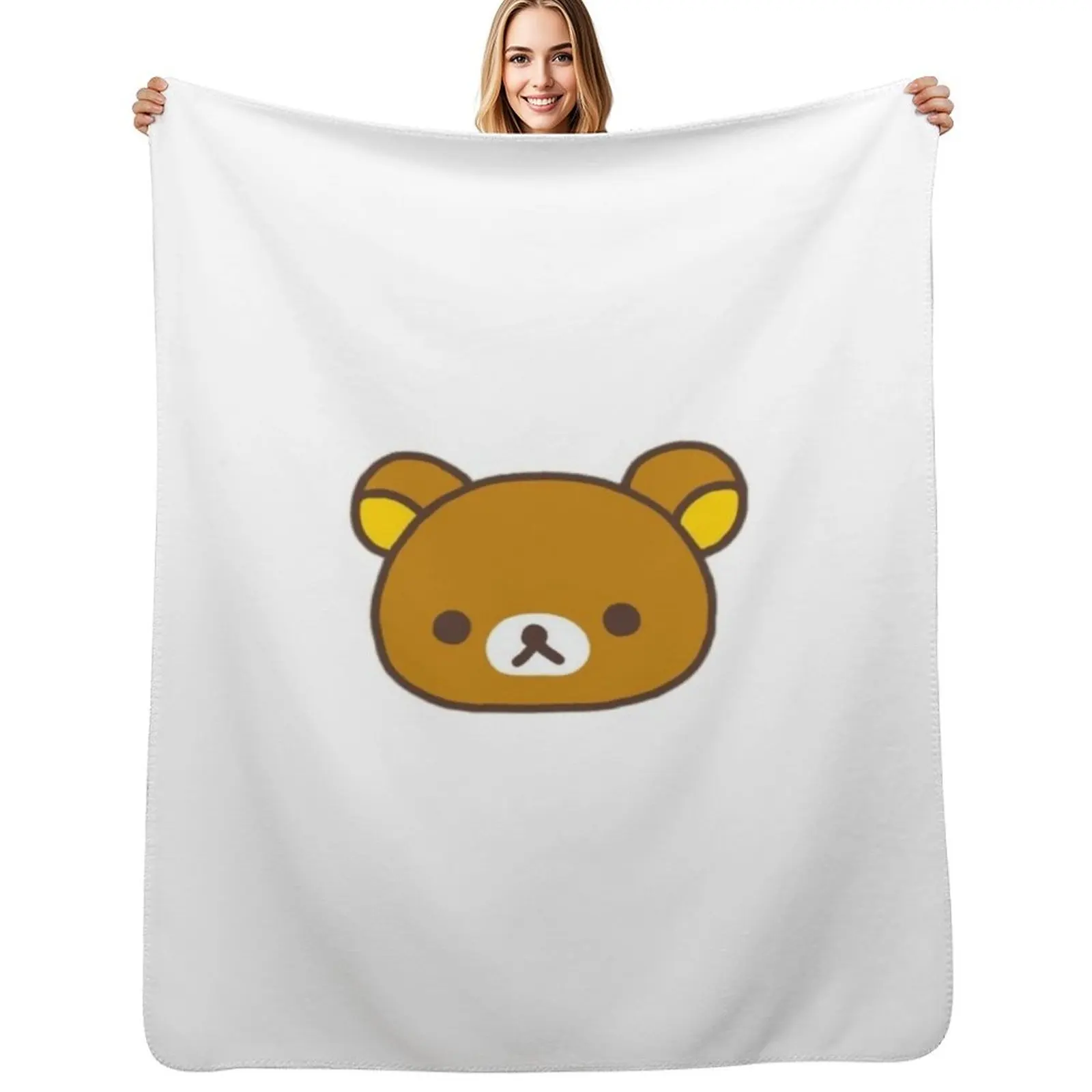 Rilakkuma Bear Throw Blanket Warm Napping Blanket for Office Couch Bed