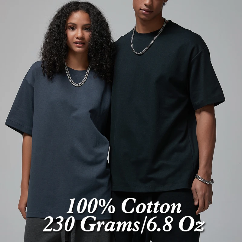 100 Heavy Weight Cotton T shirt For Men Women,Short Sleeve Plain Tops,Solid Oversized Tee Shirts,Quality Clothing 6.8oz 230gsm