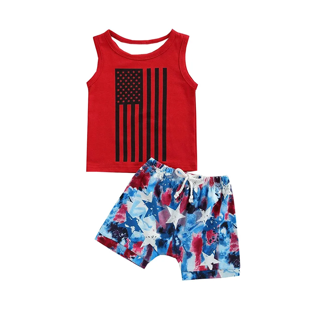 Independence Day July 4 Boys Tank Top Shorts Two-Piece Suit Can Be Customized Style Can Be Wholesale